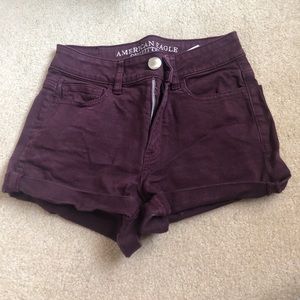 Maroon high rise shorts
